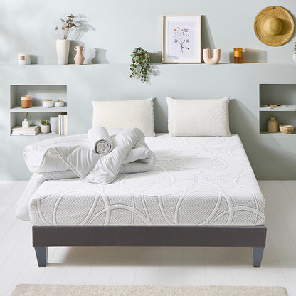 Prêt-à-dormir EUPRAXIE avec Sommier, Couette, Oreillers et Protège-matelas