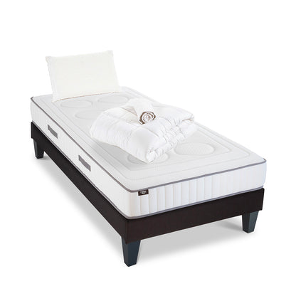 Prêt-à-dormir CRISTAL avec Sommier, Couette, Oreillers et Protège-matelas