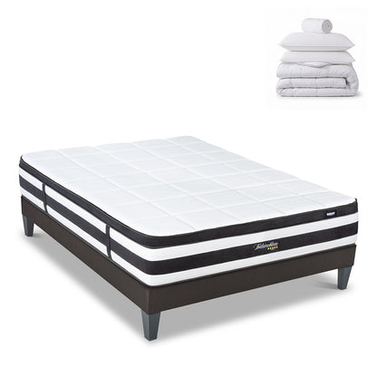 Pack Fontainebleau - Matelas + Sommier + Accessoires - La chambre équipée en une fois - 25 cm d'épaisseur