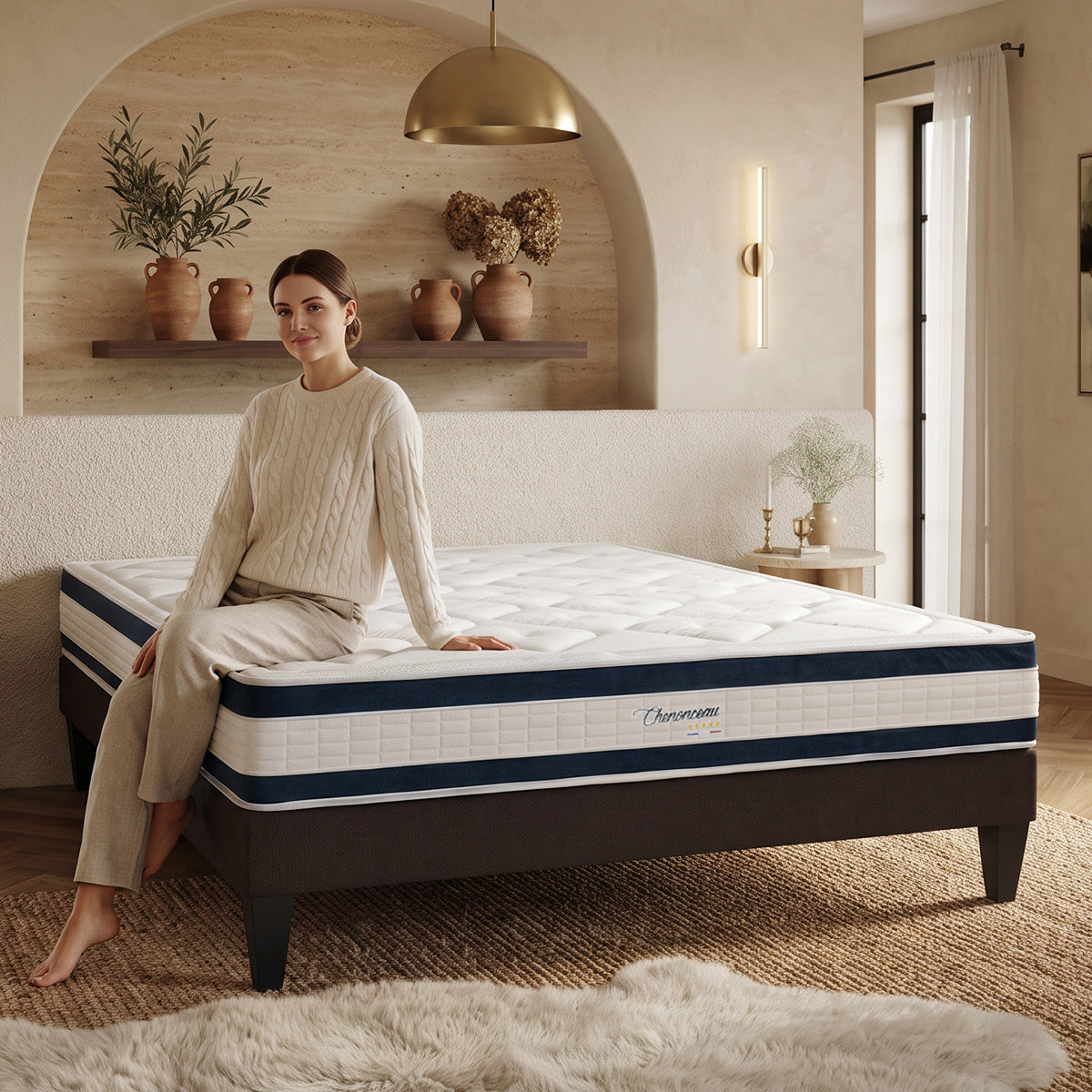 Matelas Chenonceau - Mémoire de forme - Épaisseur 26 cm - Accueil moelleux, soutien ferme