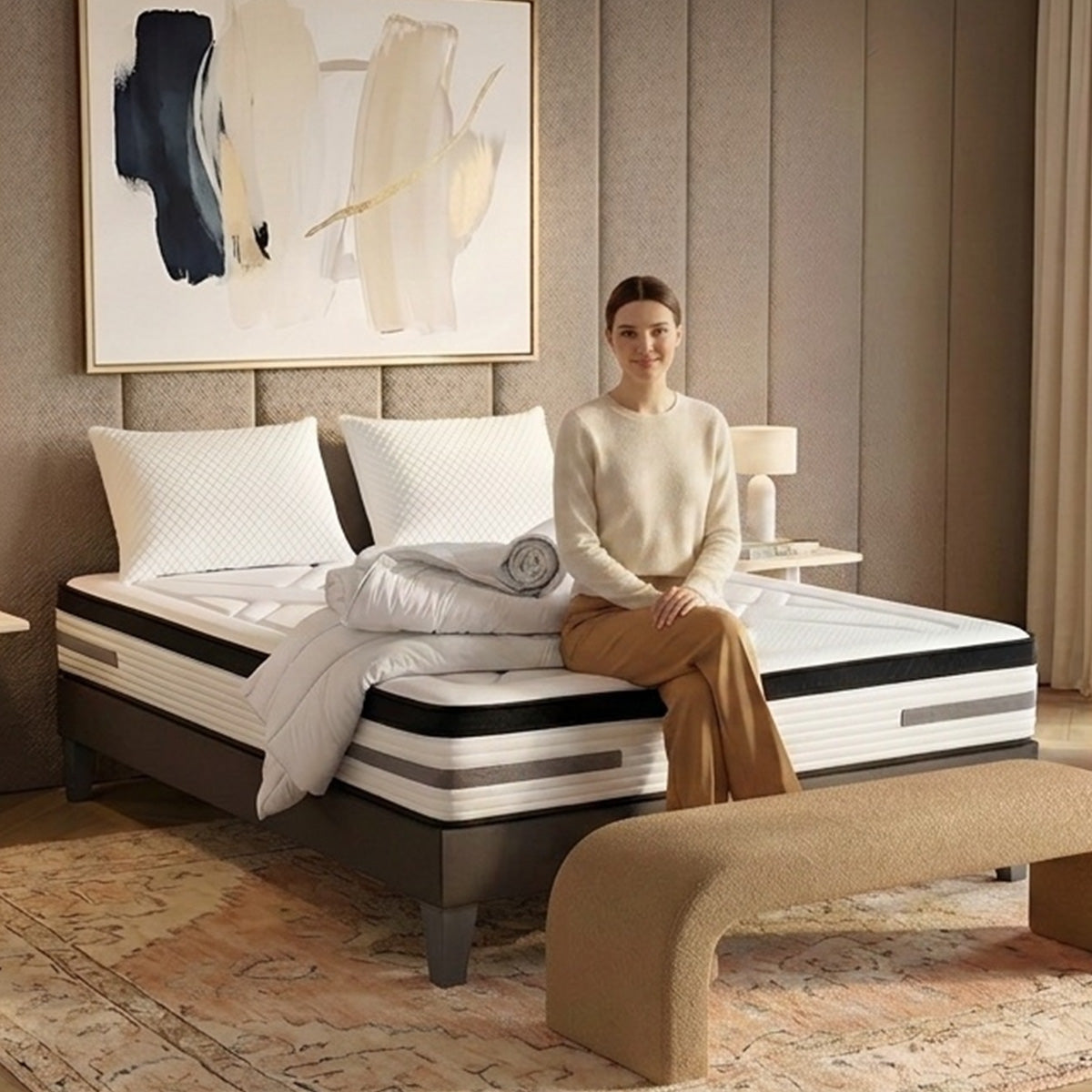 Pack Bellevue - Matelas + Sommier + Accessoires - La chambre équipée en une fois - 24 cm d'épaisseur