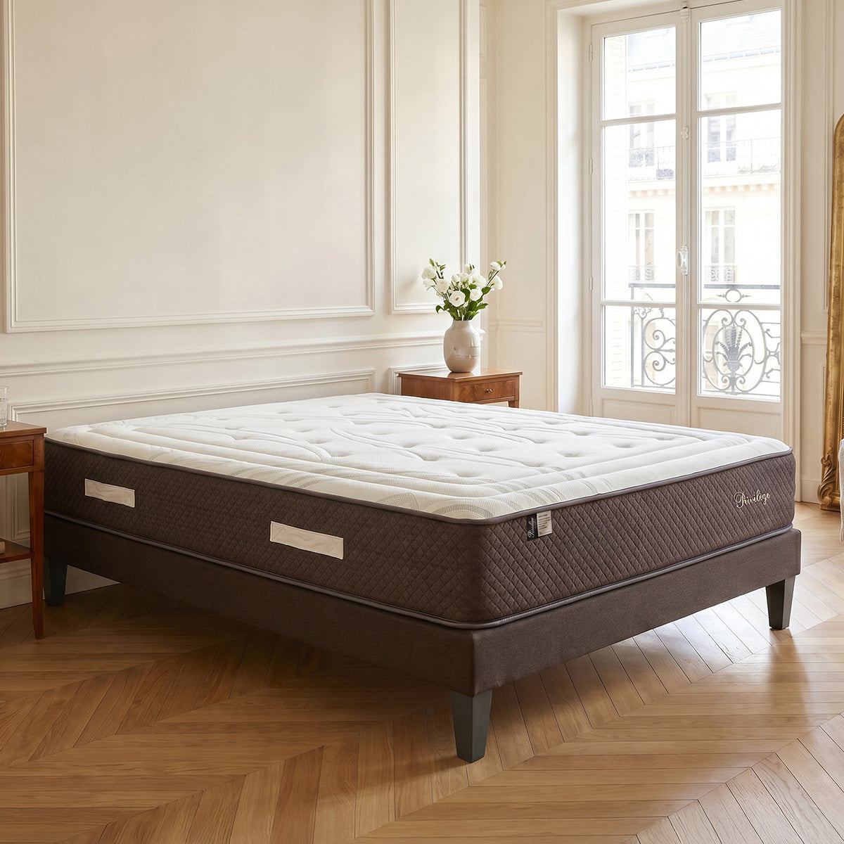 Ensemble Privilège - Matelas ressorts ensachés hypersoft + Sommier - 30 cm d'épaisseur