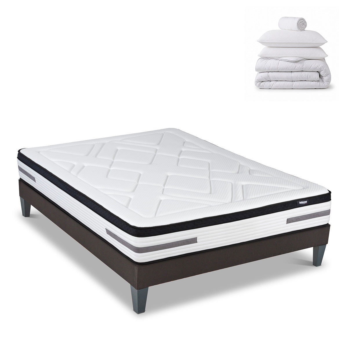 Pack Bellevue - Matelas + Sommier + Accessoires - La chambre équipée en une fois - 24 cm d'épaisseur