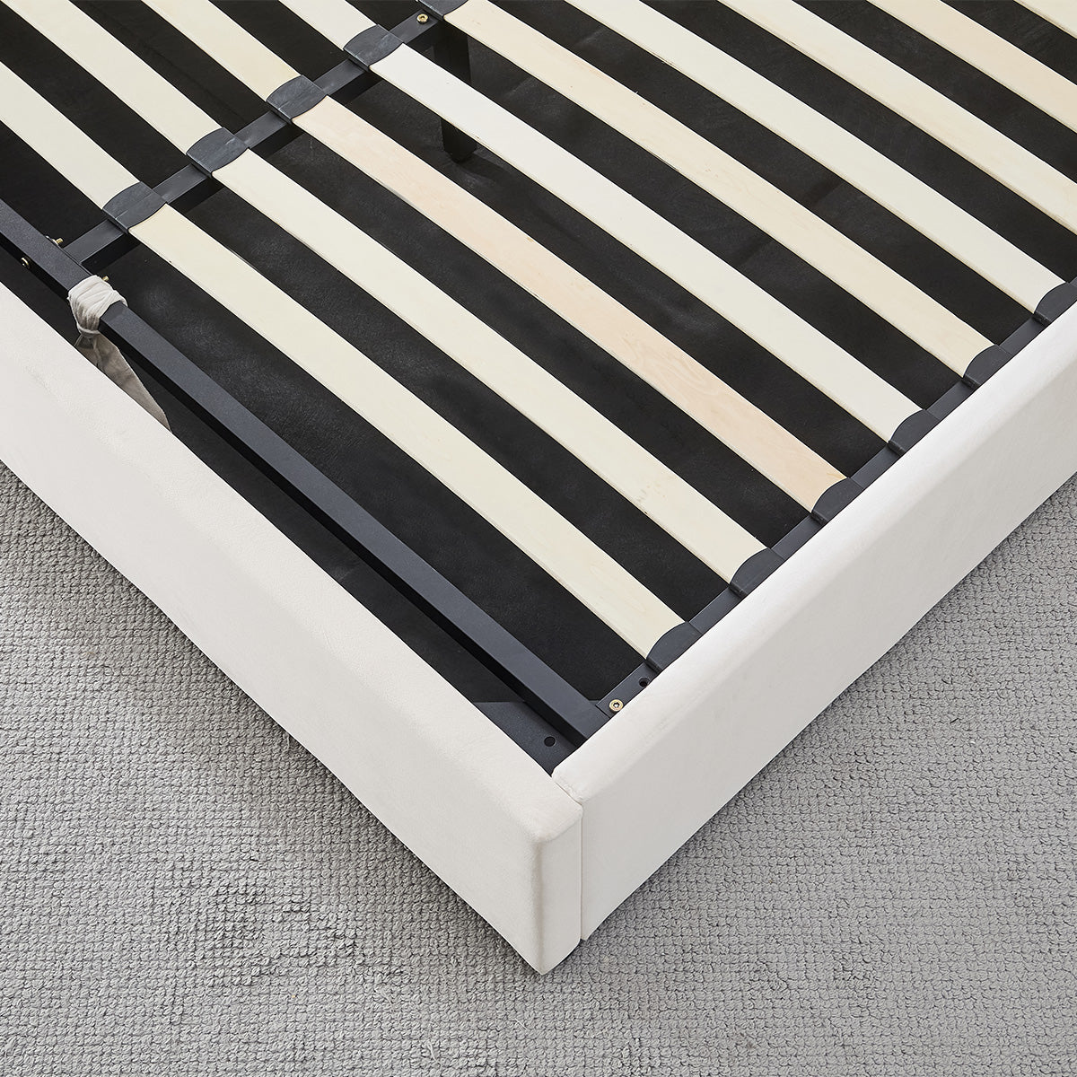 Lit Coffre Velours Beige NÉMÉSIS