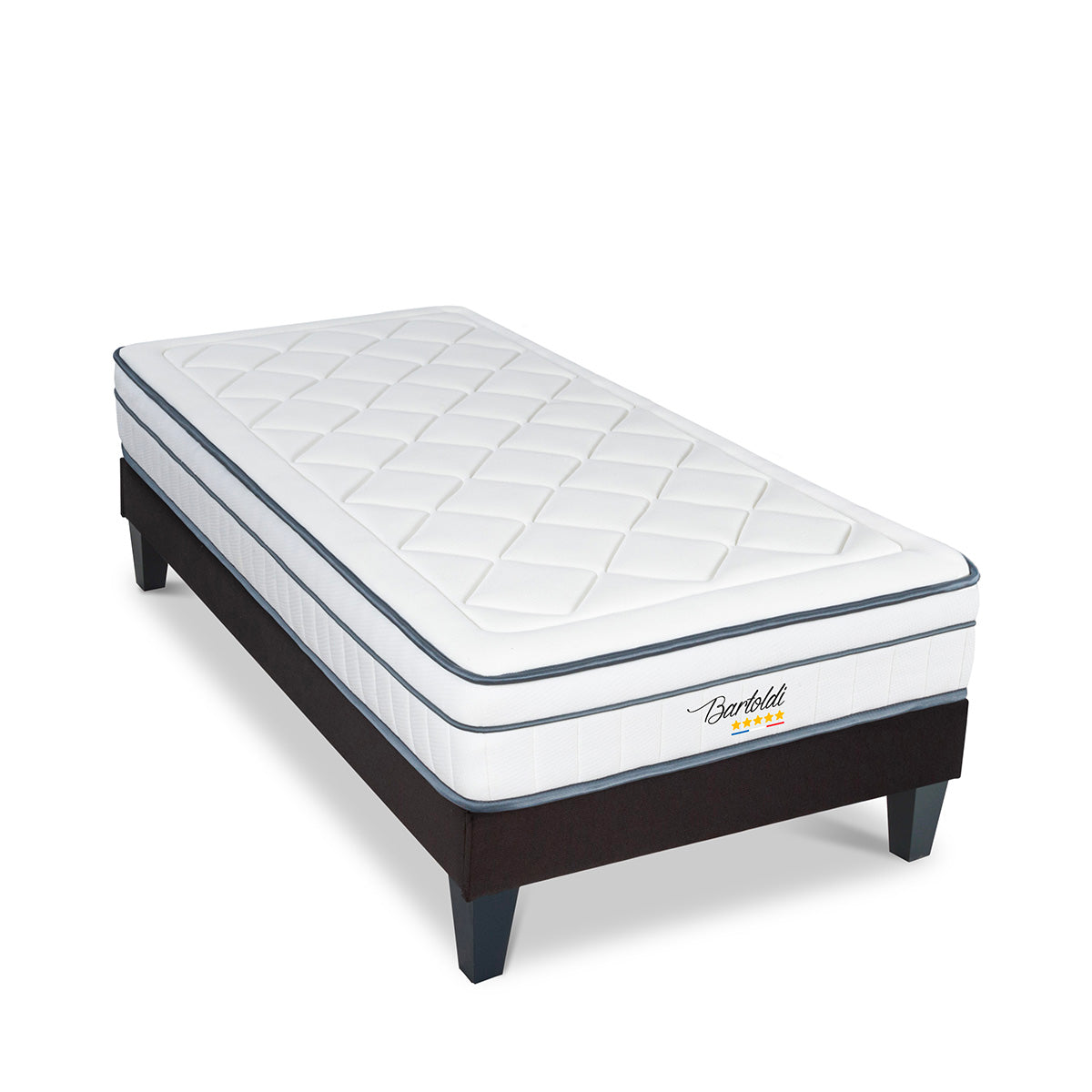Ensemble Bartoldi - Matelas ressorts ensachés + Sommier bois - 22 cm d'épaisseur - Accueil équilibré, soutien ferme