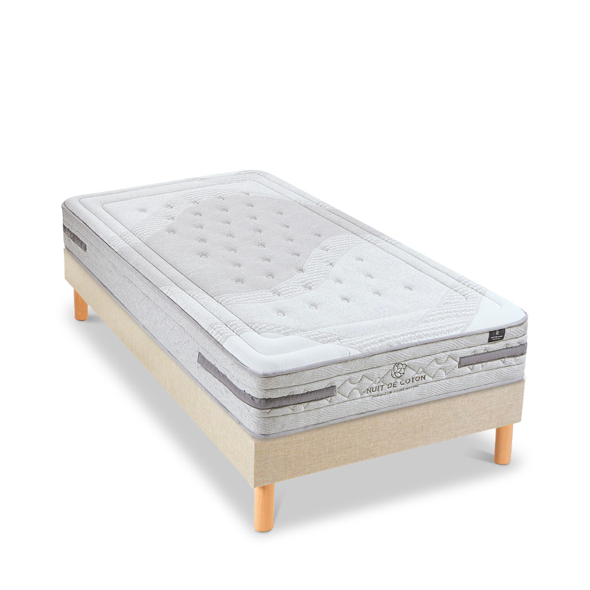 Ensemble Sérénade - Matelas ressorts ensachés + Sommier - 26 cm d'épaisseur - Accueil ferme, soutien ferme