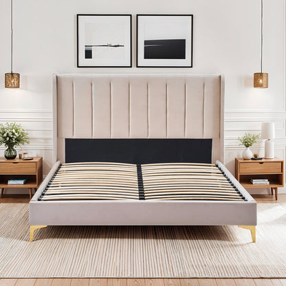 Lit Velours Beige LAVEZZI