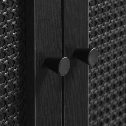buffet-140-cm-3-portes-bois-et-cannage-noirs-manarola