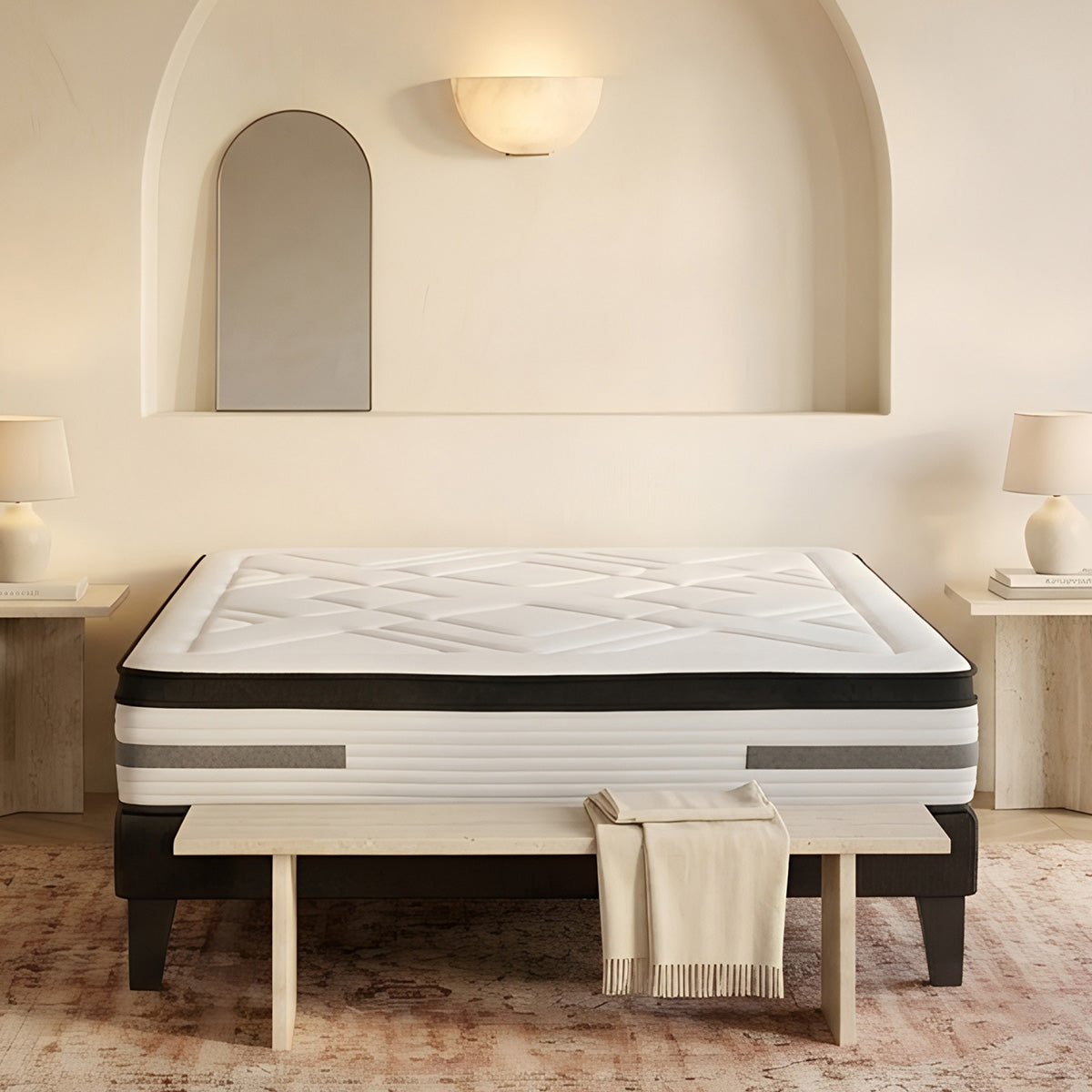 Matelas Bellevue - Ressorts ensachés + mémoire de forme - 24 cm d'épaisseur - Accueil équilibré, soutien ferme