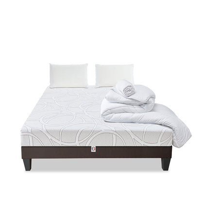 Prêt-à-dormir EUPRAXIE avec Sommier, Couette, Oreillers et Protège-matelas
