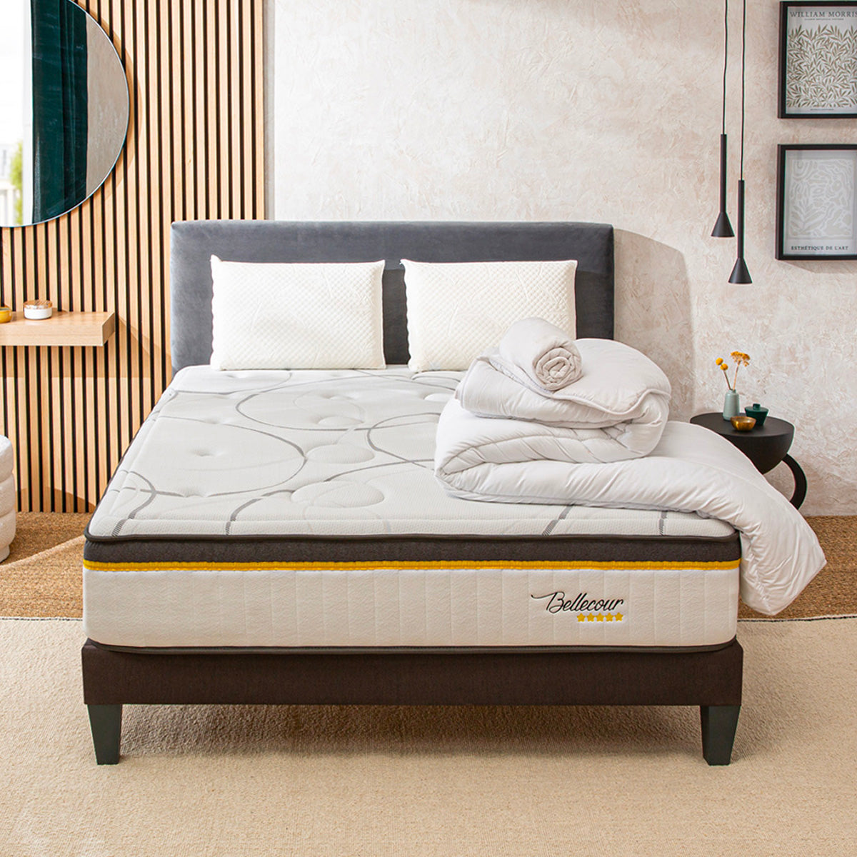 Prêt-à-dormir BELLECOUR 3.0 avec Sommier, Couette, Oreillers et Protège-matelas