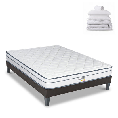 Pack Bartoldi - Matelas + Sommier + Accessoires - La chambre équipée en une fois - 22 cm d'épaisseur