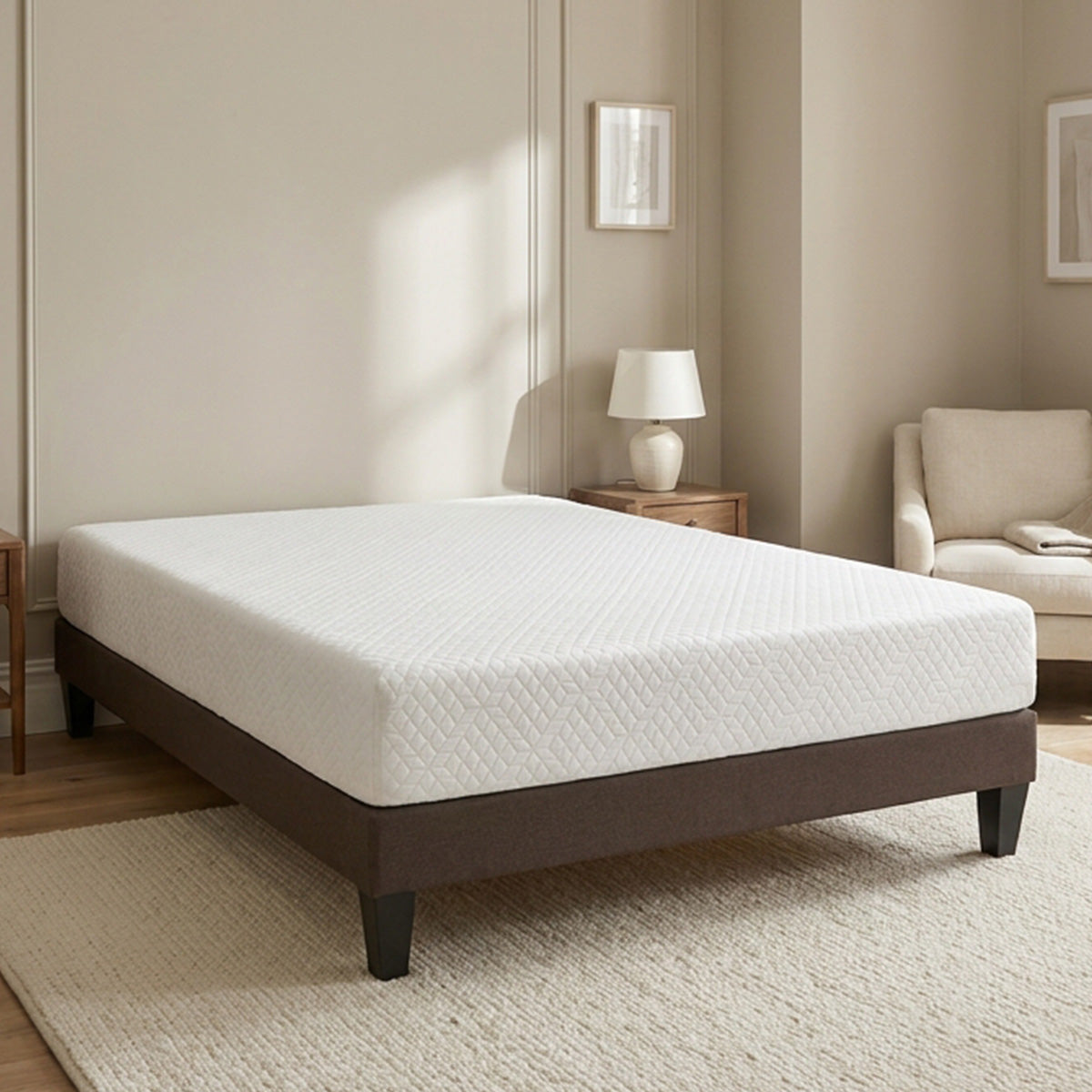 Ensemble Absolu - Matelas mousse mémoire de forme ferme + Sommier bois - 21 cm d'épaisseur