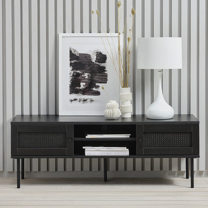 meuble-tv-120-cm-2-portes-bois-et-cannage-noirs-manarola