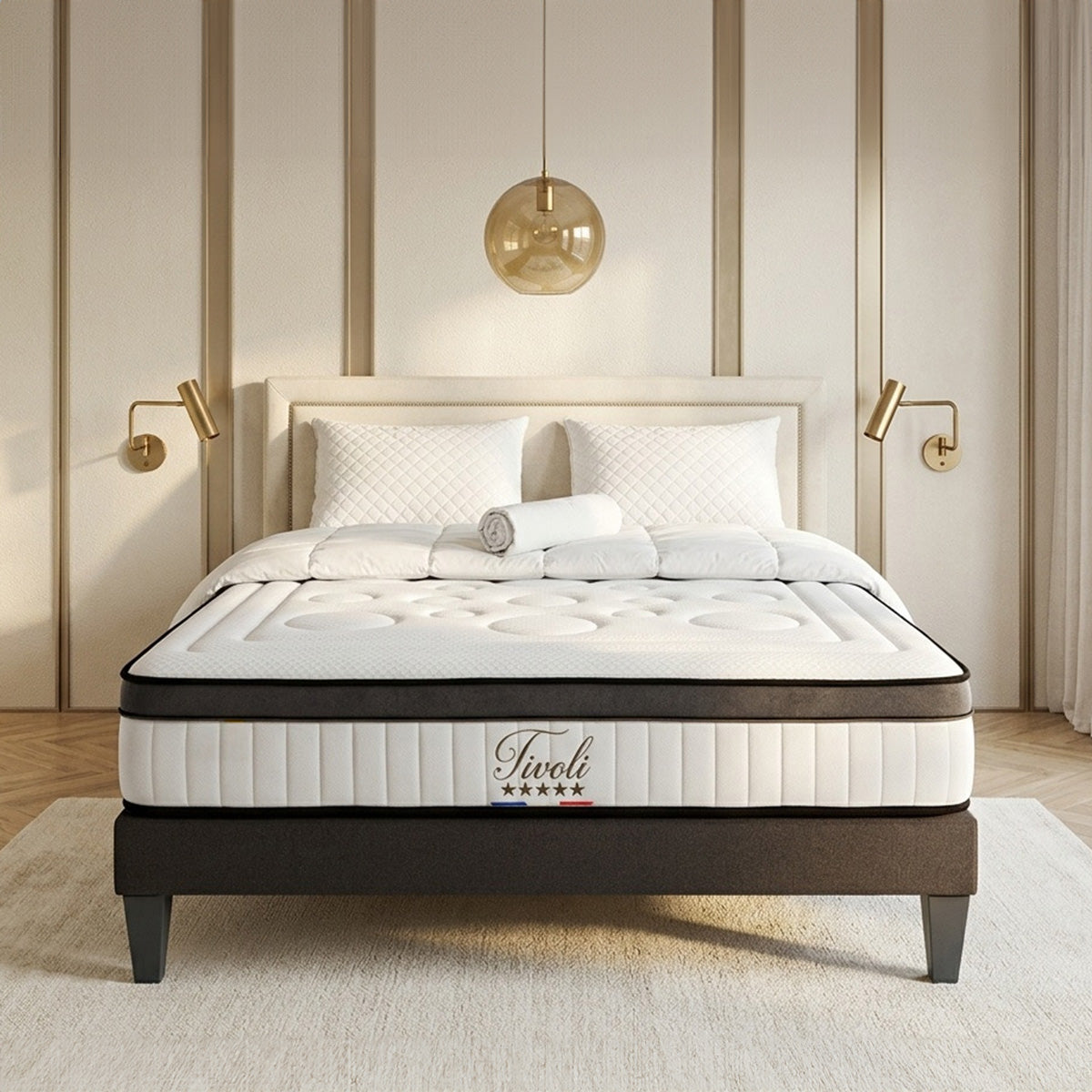 Pack prêt à dormir Tivoli - Matelas + Sommier + Couette, oreillers, protège-matelas - 25 cm d'épaisseur