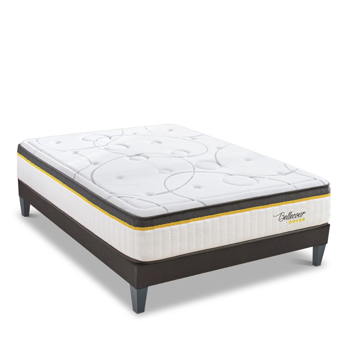 Ensemble Bellecour 3.0 - Matelas hybride ressorts ensachés + Sommier - 30 cm d'épaisseur