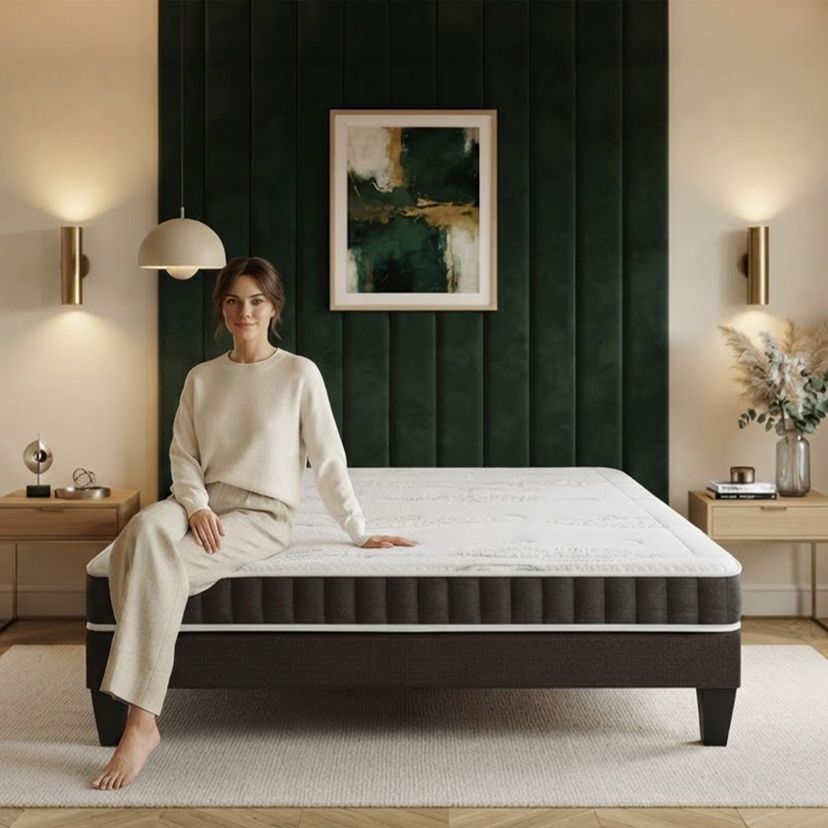 Ensemble Intuition - Matelas mémoire de forme + Sommier tri-lattes - 15 cm d'épaisseur - Accueil équilibré, soutien ferme