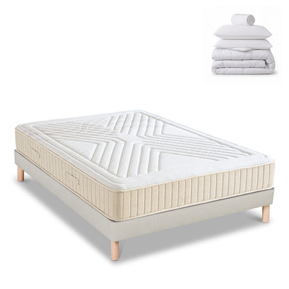 Pack prêt à dormir Symphonie 2.0 - Matelas + Sommier + Couette, oreillers, protège-matelas - 25 cm d'épaisseur