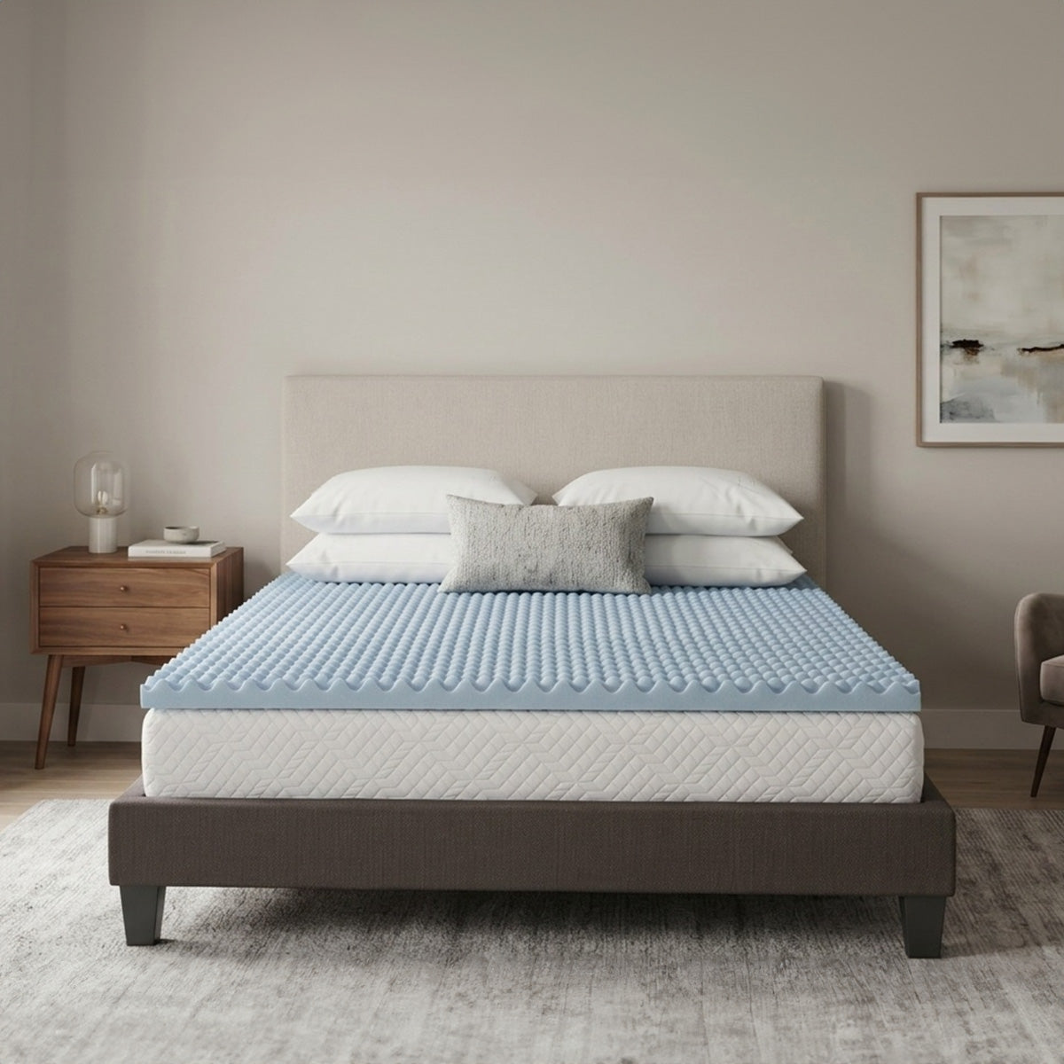 Surmatelas Gel Refresh - Mémoire de forme + gel thermorégulant - Fabriqué en France - 6 cm d'épaisseur