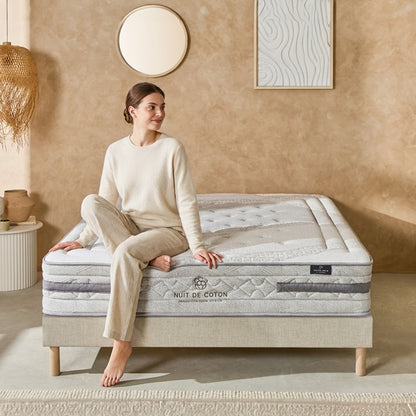 Ensemble Sérénade - Matelas ressorts ensachés + Sommier - 26 cm d'épaisseur - Accueil ferme, soutien ferme