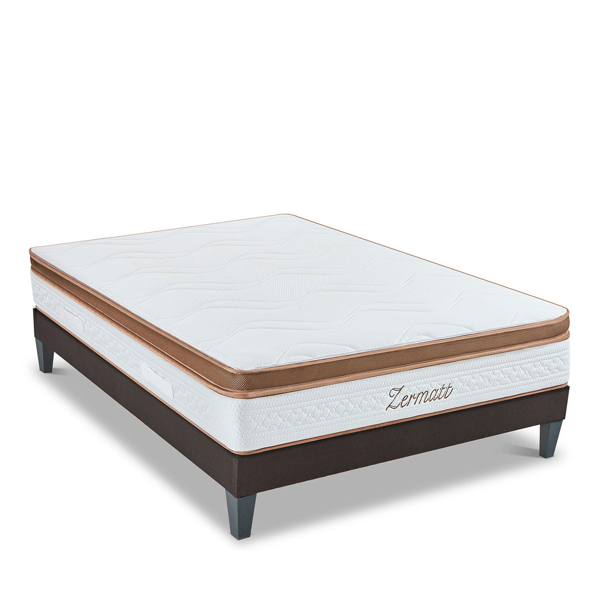 Ensemble Zermatt - Matelas mousse mémoire de forme + Sommier bois - 31 cm d'épaisseur