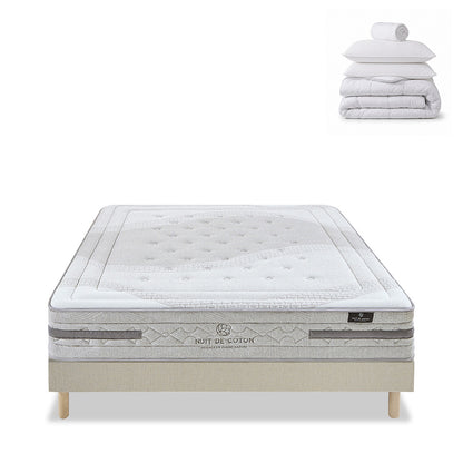 Pack Sérénade - Matelas + Sommier + Accessoires - La chambre équipée en une fois - 26 cm d'épaisseur