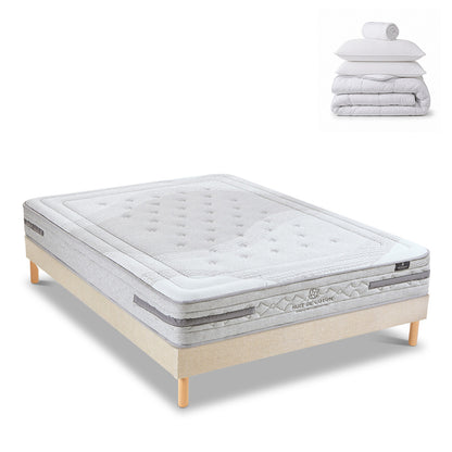 Pack Sérénade - Matelas + Sommier + Accessoires - La chambre équipée en une fois - 26 cm d'épaisseur