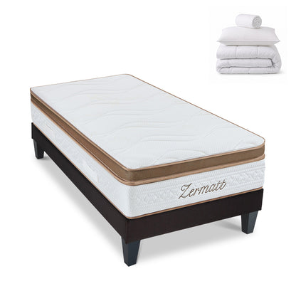 Pack prêt à dormir Zermatt - Matelas + Sommier + Couette, oreillers, protège-matelas - 31 cm d'épaisseur
