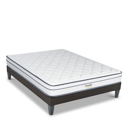 Ensemble Bartoldi - Matelas ressorts ensachés + Sommier bois - 22 cm d'épaisseur - Accueil équilibré, soutien ferme