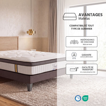 Matelas Tivoli - Mémoire de forme - Accueil moelleux - 25 cm d'épaisseur