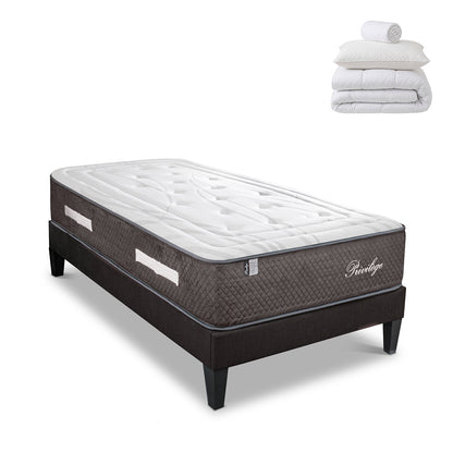 Pack prêt à dormir Privilège - Matelas + Sommier + Couette, oreillers, protège-matelas - 30 cm d'épaisseur