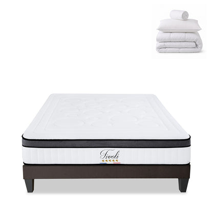 Pack prêt à dormir Tivoli - Matelas + Sommier + Couette, oreillers, protège-matelas - 25 cm d'épaisseur