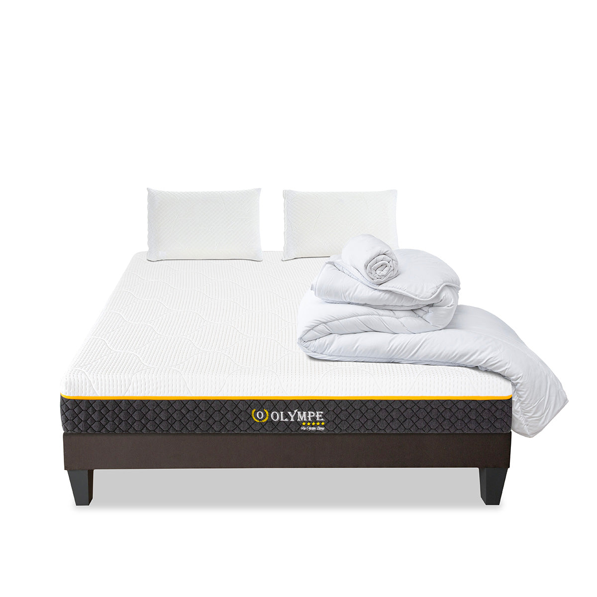 Prêt-à-dormir Olympe avec Sommier, Couette, Oreillers et Protège-matelas
