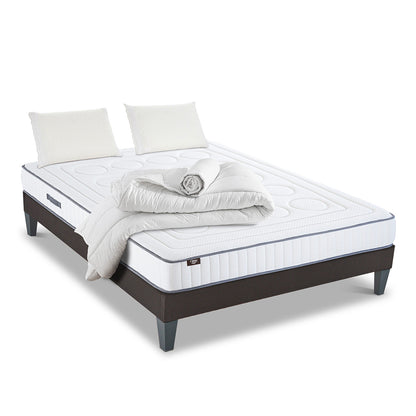 Prêt-à-dormir CRISTAL avec Sommier, Couette, Oreillers et Protège-matelas