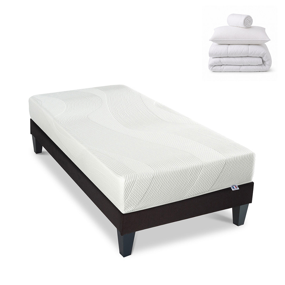 Pack Paris - Matelas + Sommier + Accessoires - La chambre équipée en une fois - 24 cm d'épaisseur
