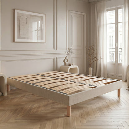 Sommier à lattes Tissu beige LINO