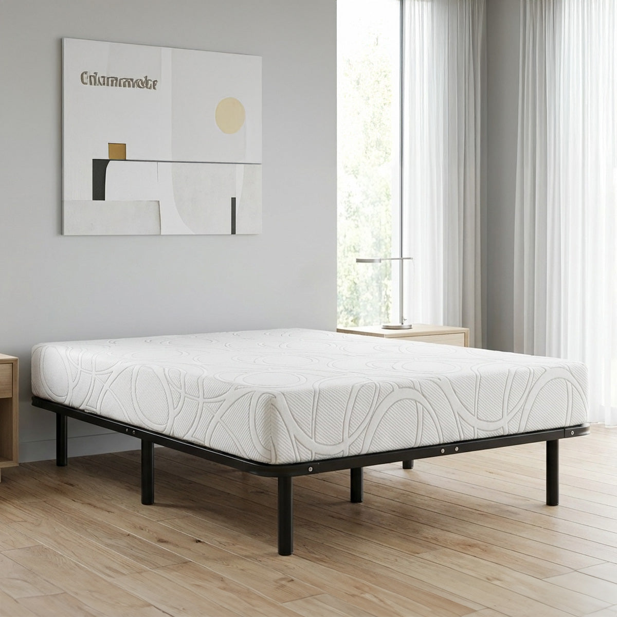 Ensemble Matelas Mémoire de forme EUPRAXIE avec Cadre à lattes